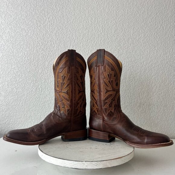 Rod Patrick Mens Cowboy Boots 9.5B Perro Loco Brown Leather Western Square Toe - Picture 9 of 14